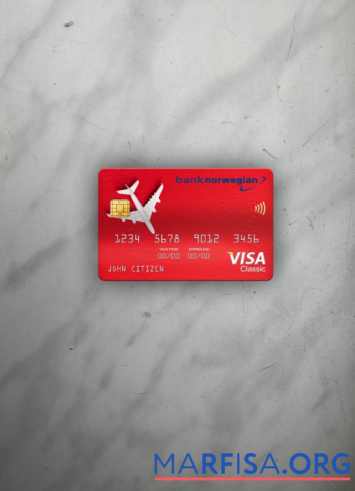 Downloadable Norway Bank Norwegian AS bank visa classic card photolook front example